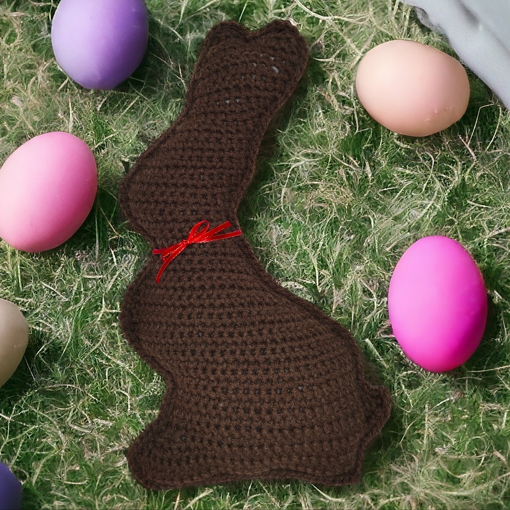 Handmade Crochet Chocolate Easter Bunny Pillow Stuffed Animal Toy